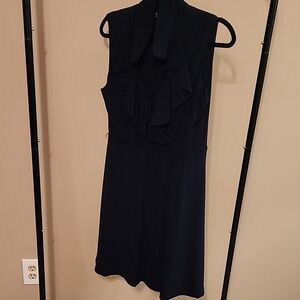Elegant Navy Ruffle Sleeveless Dress